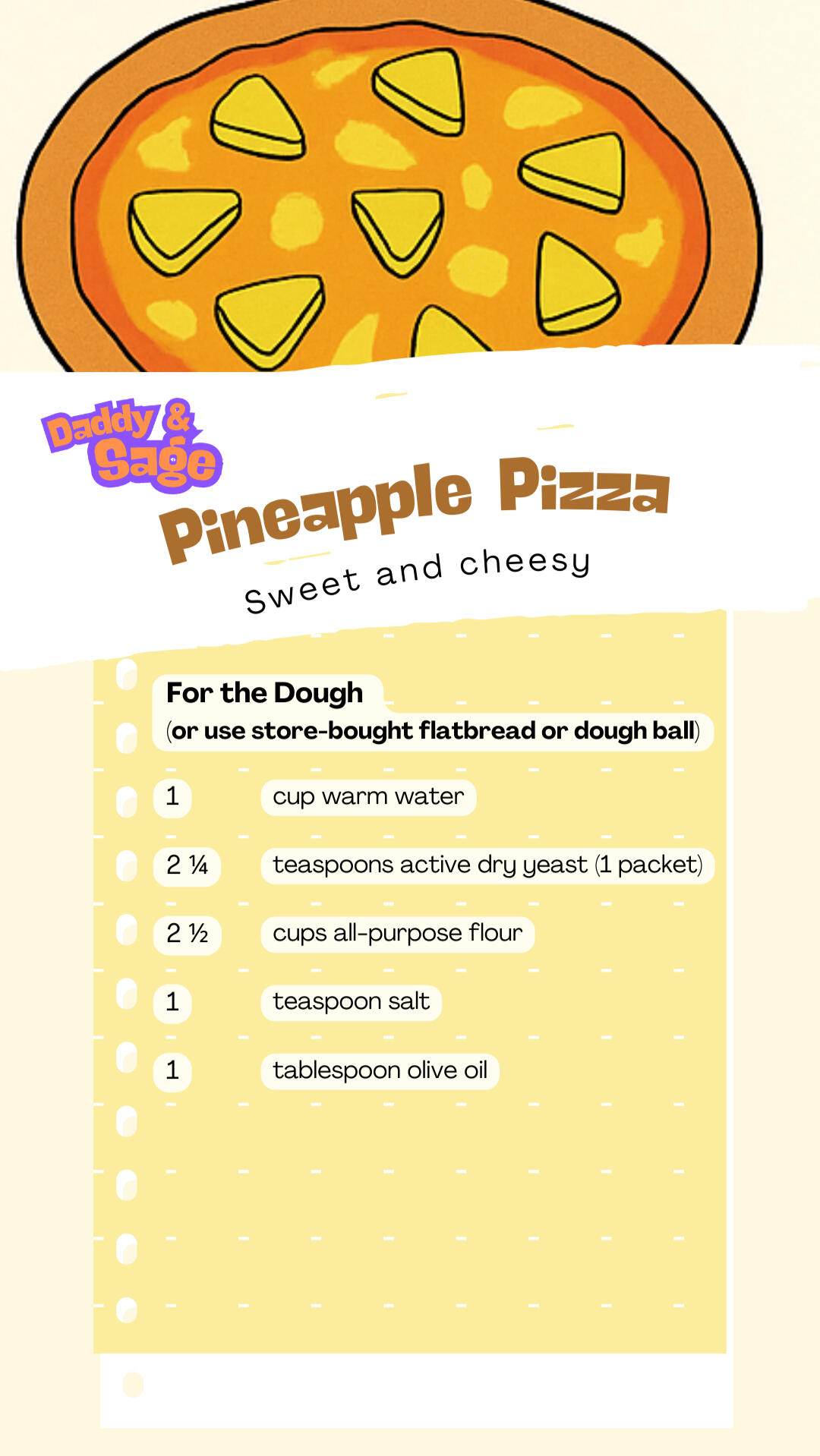 Pineapple cheese pizza dough ingredients