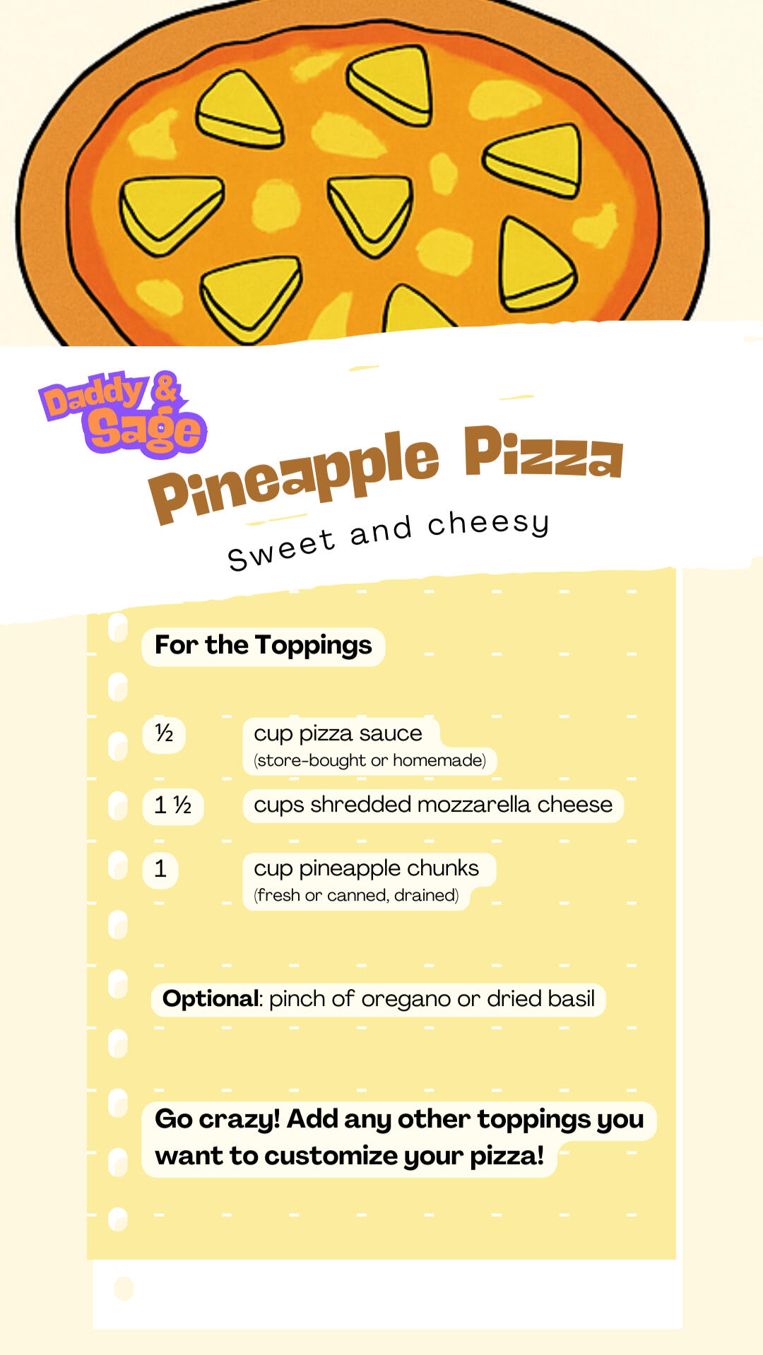 Pineapple and Cheese pizza toppings